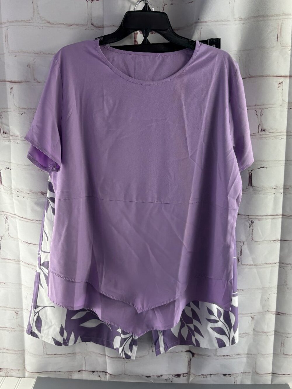 Women's Plus Purple & White Wide Leg Capri Set 2XL NWT